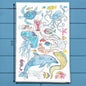 Ocean Animals Tea Towel – Sea Creature Collage
