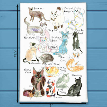 Cat Breeds Tea Towel – Illustrated Feline Gift