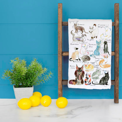 Cat Breeds Tea Towel – Illustrated Feline Gift
