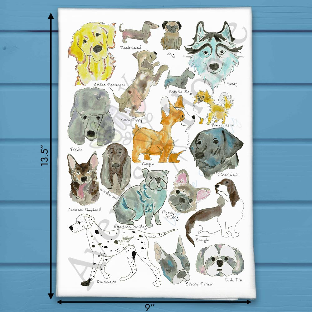 Dog Breeds Tea Towel – Illustrated Canine Gift