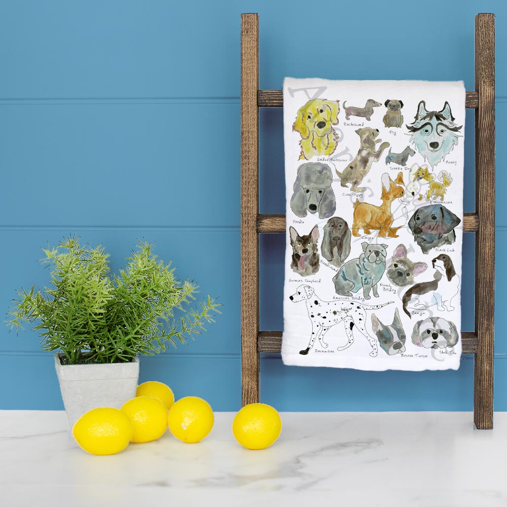 Dog Breeds Tea Towel – Illustrated Canine Gift