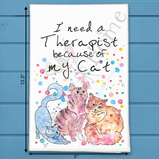 Cat Therapist Tea Towel – Whimsical Feline Humor