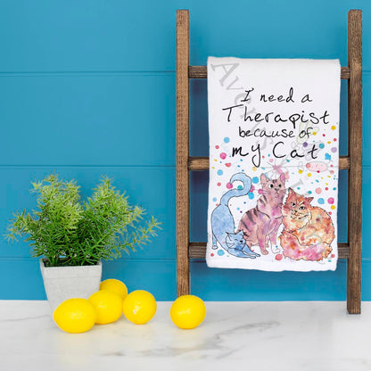 Cat Therapist Tea Towel – Whimsical Feline Humor