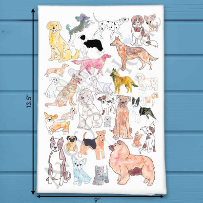 Dog Breeds Chart Tea Towel – Illustrated Kitchen Decor