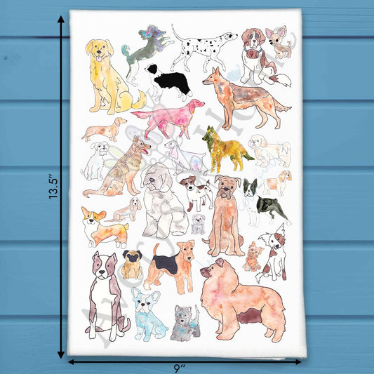 Dog Breeds Chart Tea Towel – Illustrated Kitchen Decor
