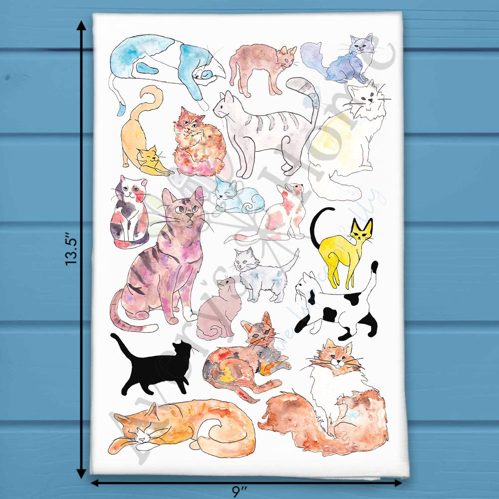 Cat Breeds Calico Tea Towel – Illustrated Decor