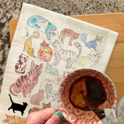 Cat Breeds Calico Tea Towel – Illustrated Decor