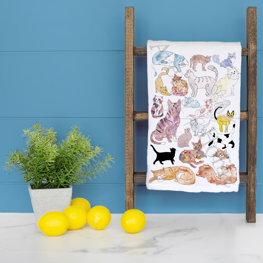 Cat Breeds Calico Tea Towel – Illustrated Decor