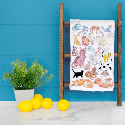 Cat Breeds Calico Tea Towel – Illustrated Decor