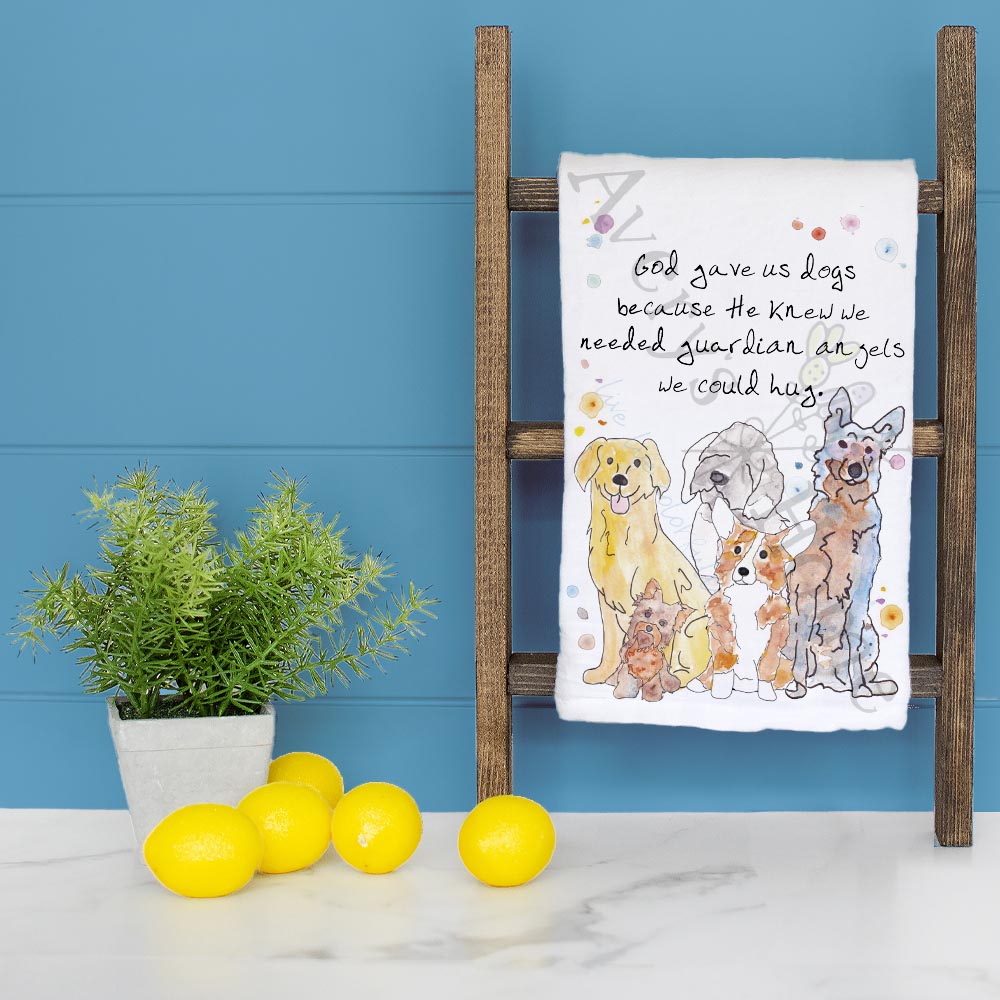 Guardian Angel Dog Tea Towel – Pet Memorial Gift