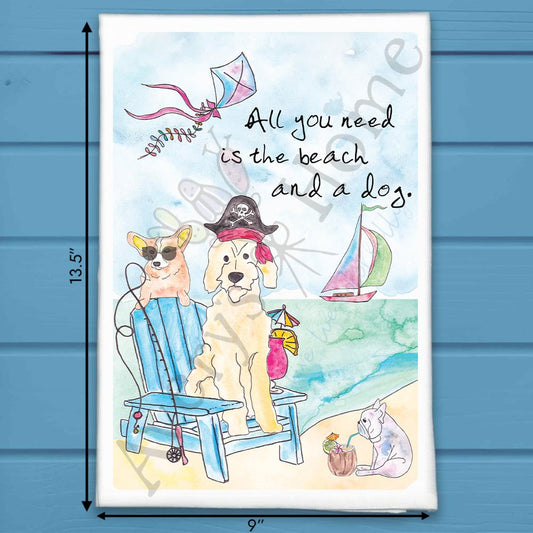 Beach & Dog Love Tea Towel – Ocean Pet Parent Gift