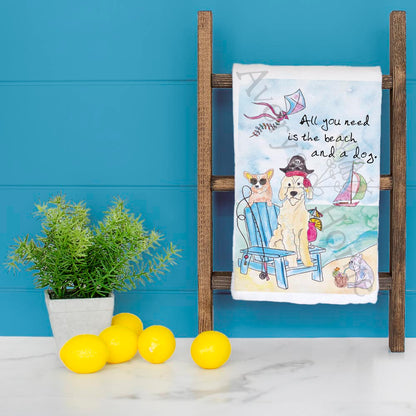 Beach & Dog Love Tea Towel – Ocean Pet Parent Gift