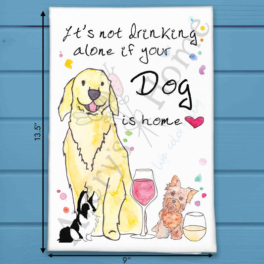 Dog Drinking Buddy Tea Towel – Funny Bar Decor