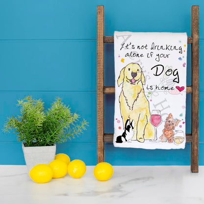 Dog Drinking Buddy Tea Towel – Funny Bar Decor