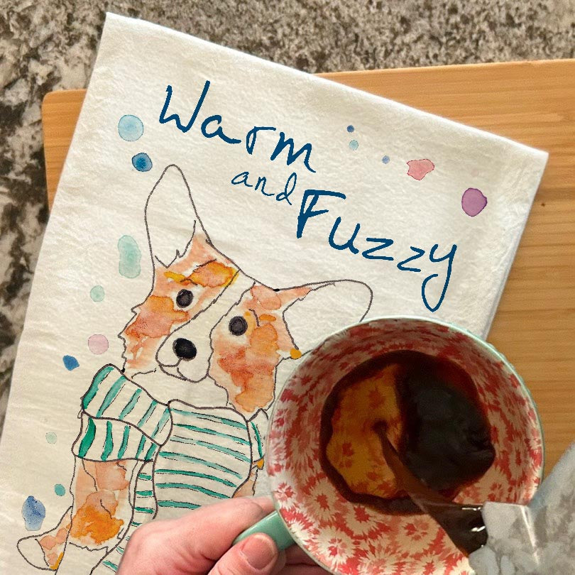 Winter Corgi Tea Towel – Cozy Holiday Dog Decor