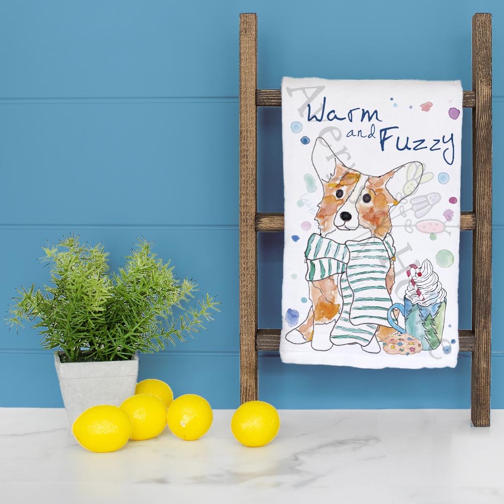 Winter Corgi Tea Towel – Cozy Holiday Dog Decor