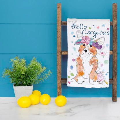 Hello Corgeous Tea Towel – Summer Dog Lover Gift