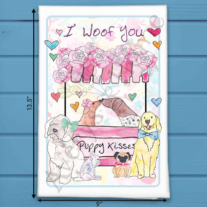 Valentine Dog Booth Tea Towel – Puppy Love Gift