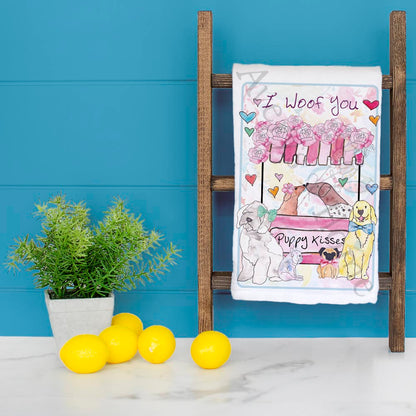 Valentine Dog Booth Tea Towel – Puppy Love Gift
