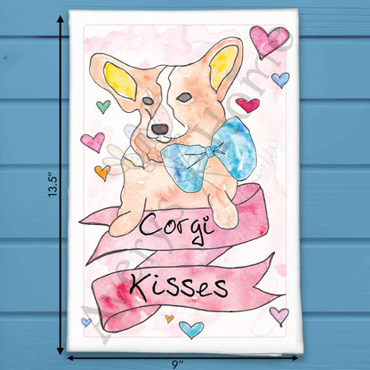 Corgi Puppy Valentine Tea Towel – Sweetheart Dog Gift