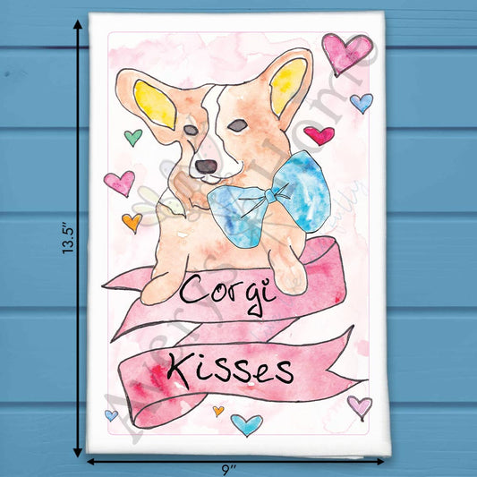 Corgi Puppy Valentine Tea Towel – Sweetheart Dog Gift