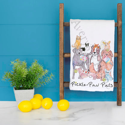 Pickleball Pals Tea Towel – Funny Dog & Cat Gift