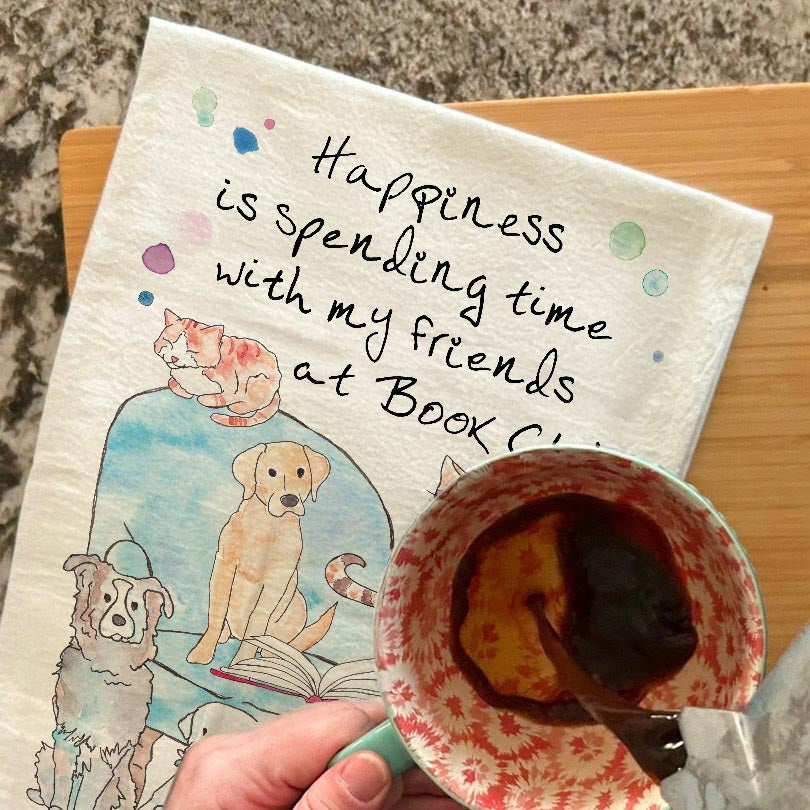 Book Club Tea Towel – Cozy Reads & Pet Humor