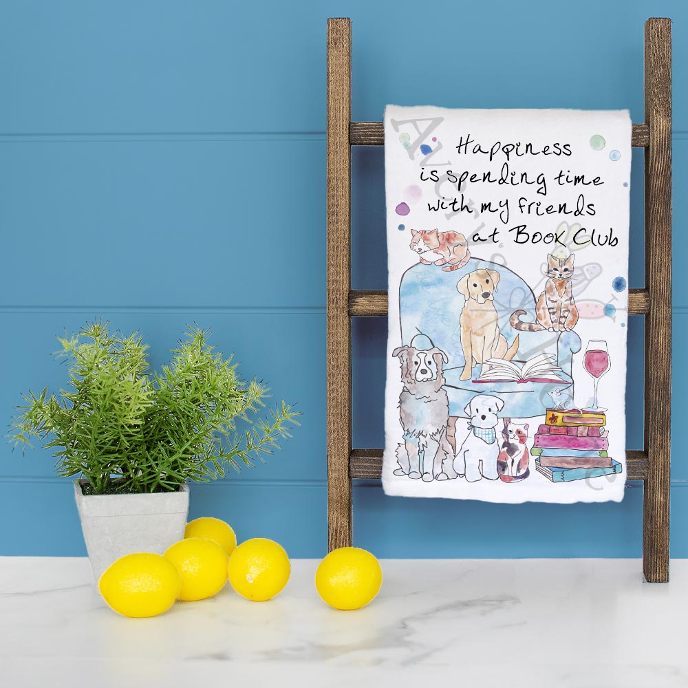 Book Club Tea Towel – Cozy Reads & Pet Humor