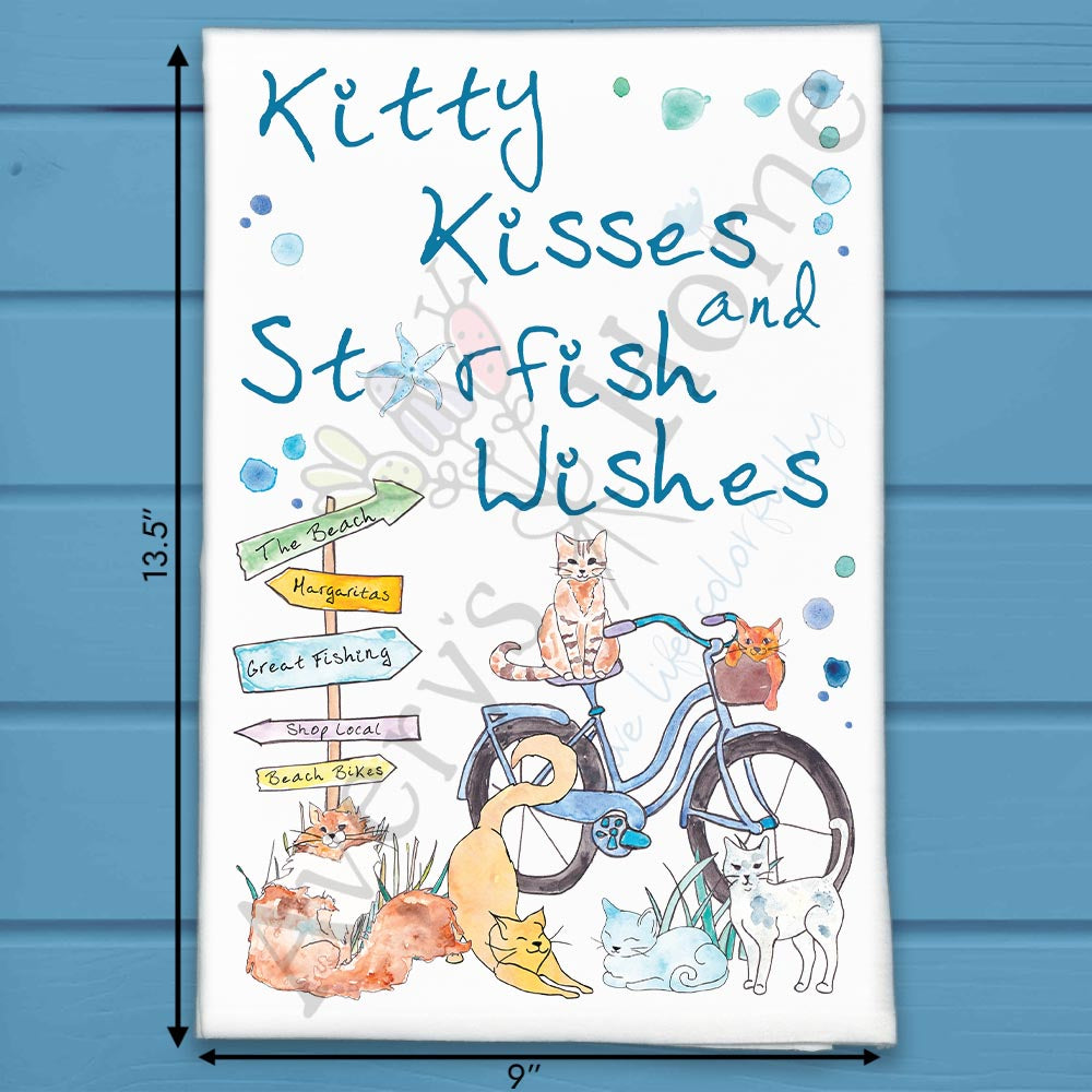 Beach Cat Tea Towel – Kitty Kisses Coastal Decor