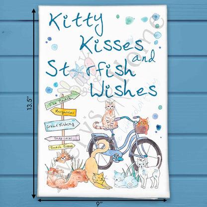 Beach Cat Tea Towel – Kitty Kisses Coastal Decor