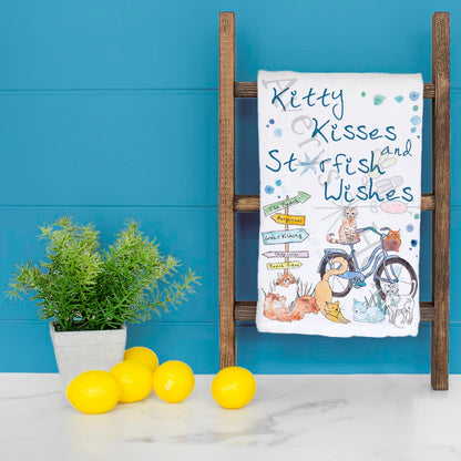 Beach Cat Tea Towel – Kitty Kisses Coastal Decor