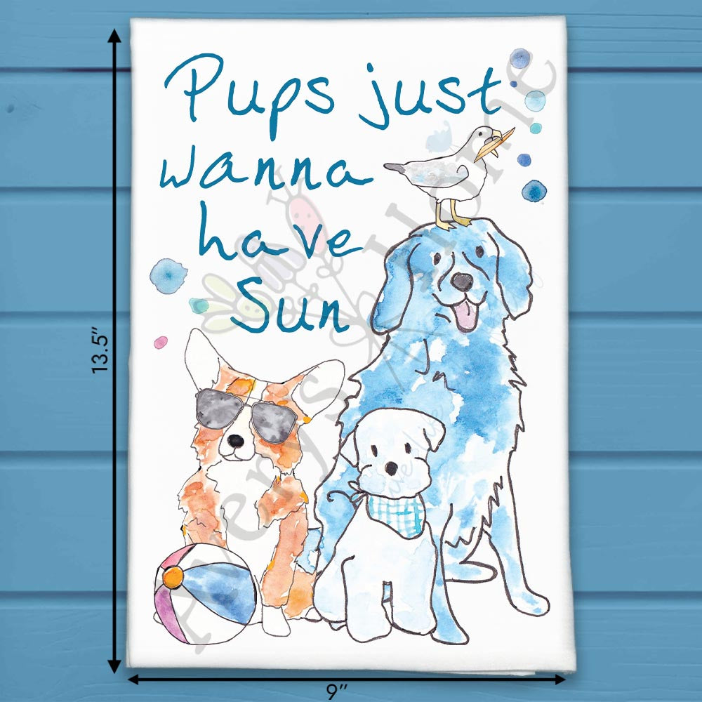 Beach Dog Humor Tea Towel – Summer Vibes Gift