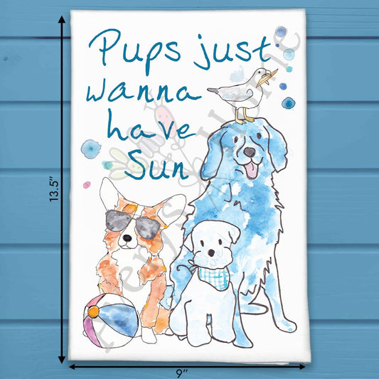 Beach Dog Humor Tea Towel – Summer Vibes Gift