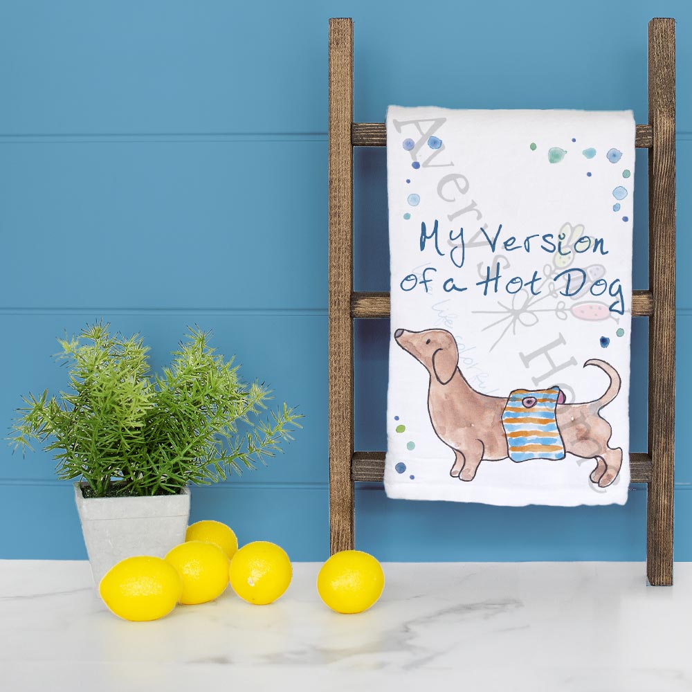 Dachshund Beach Tea Towel – Funny Hot Dog Gift
