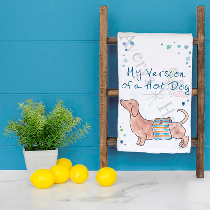 Dachshund Beach Tea Towel – Funny Hot Dog Gift