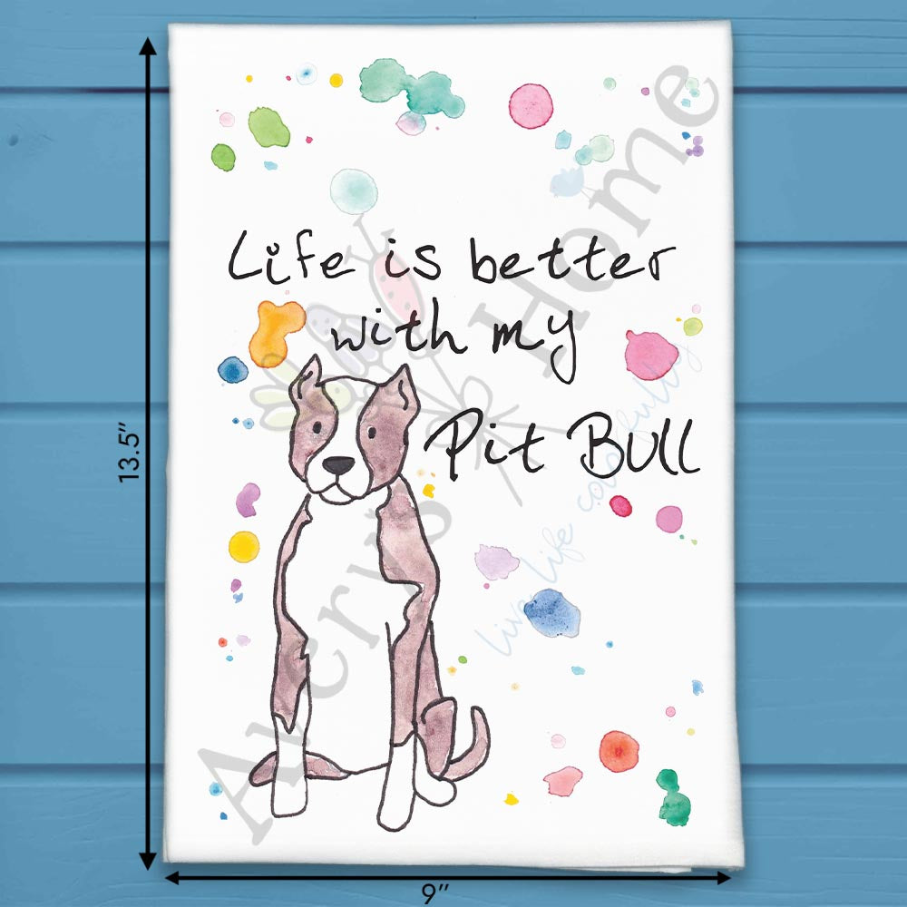 Pitbull Tea Towel – Love Is a Blocky Head
