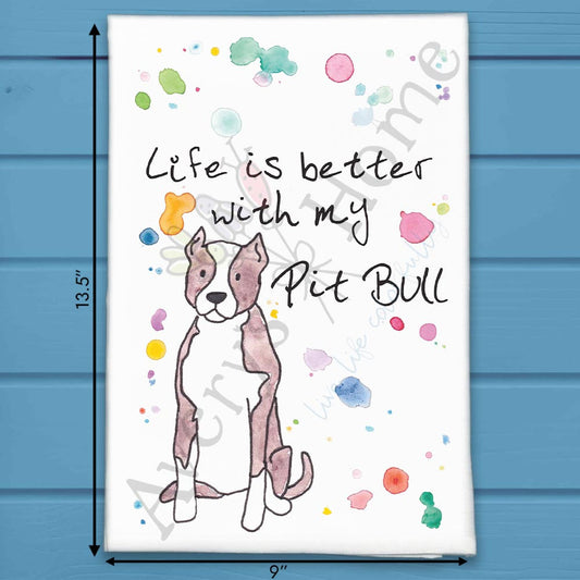 Pitbull Tea Towel – Love Is a Blocky Head