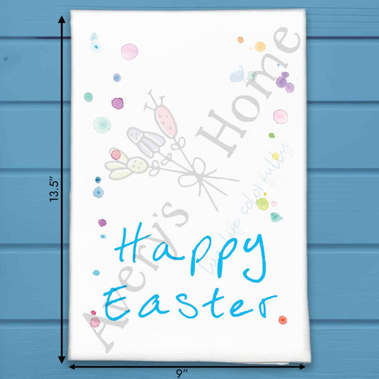 Happy Easter Tea Towel – Spring Bunny Decor