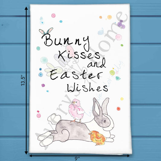 Bunny Kisses Tea Towel – Easter Wishes Gift