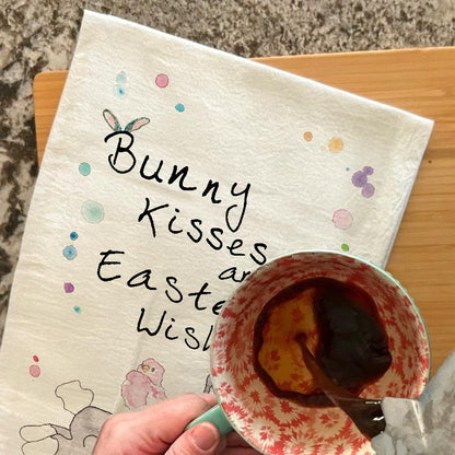 Bunny Kisses Tea Towel – Easter Wishes Gift