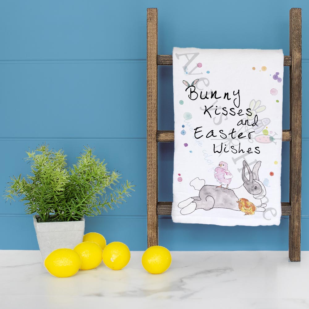 Bunny Kisses Tea Towel – Easter Wishes Gift
