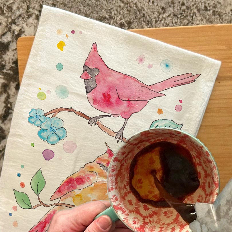 Spring Cardinal Tea Towel – Nature Decor Gift
