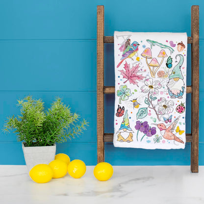 Gnomes & Mushrooms Tea Towel – Garden Spring Decor