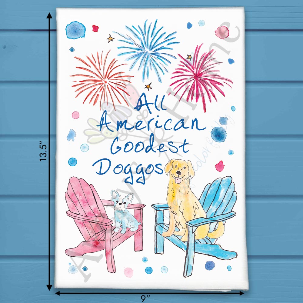 All American Dogs Tea Towel – Patriotic Pet Decor