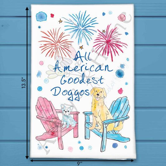 All American Dogs Tea Towel – Patriotic Pet Decor