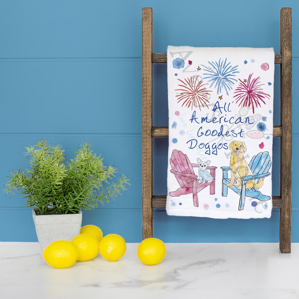 All American Dogs Tea Towel – Patriotic Pet Decor