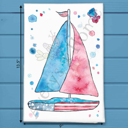 USA Sailboat Tea Towel – Nautical Patriotic Decor