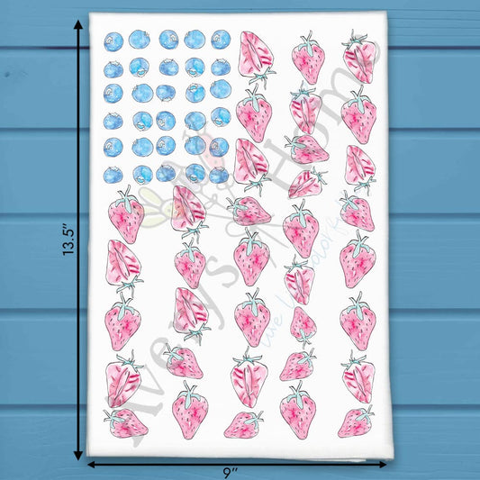 Flag & Berries Tea Towel – Fourth of July Kitchen Gift