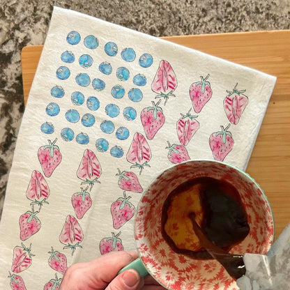 Flag & Berries Tea Towel – Fourth of July Kitchen Gift