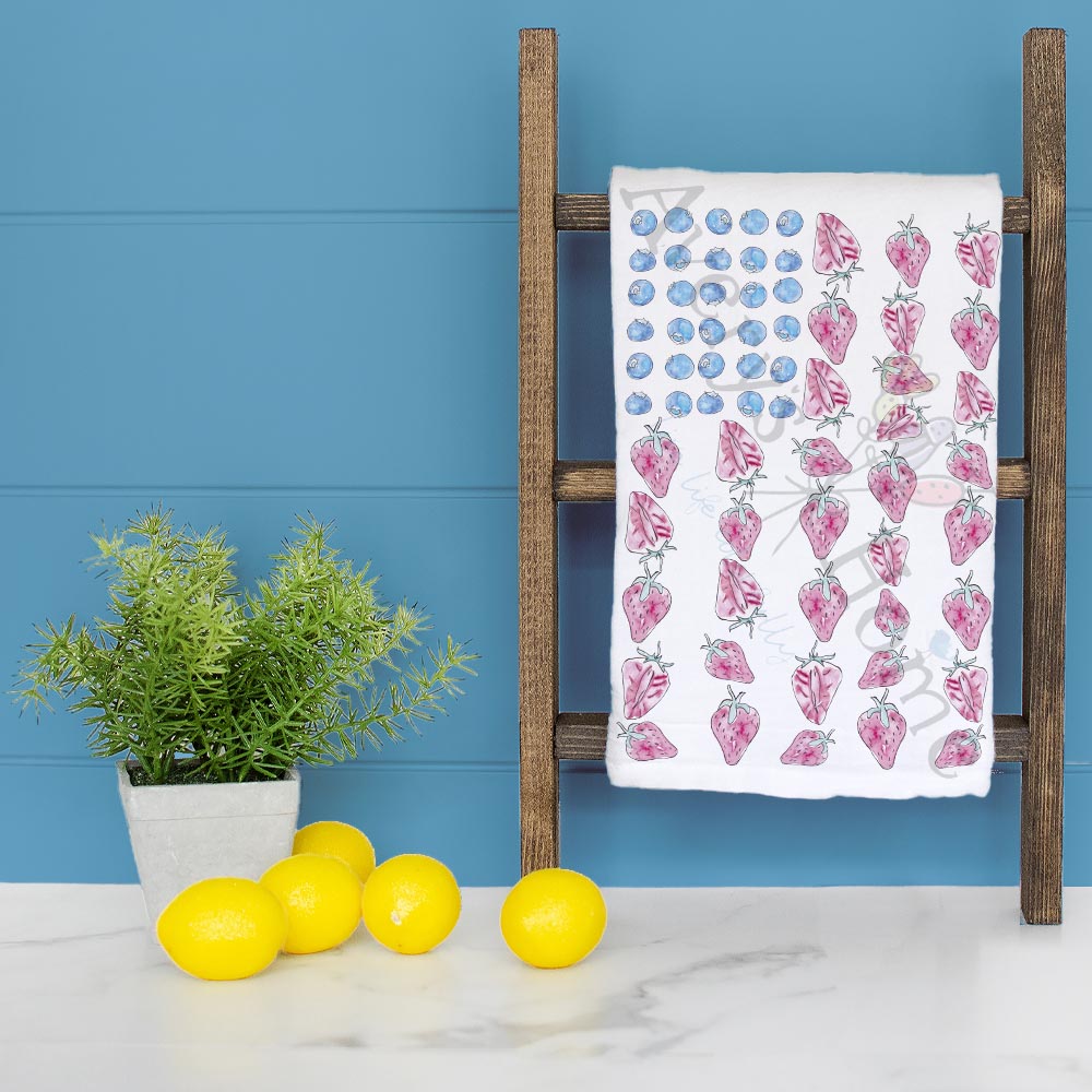 Flag & Berries Tea Towel – Fourth of July Kitchen Gift